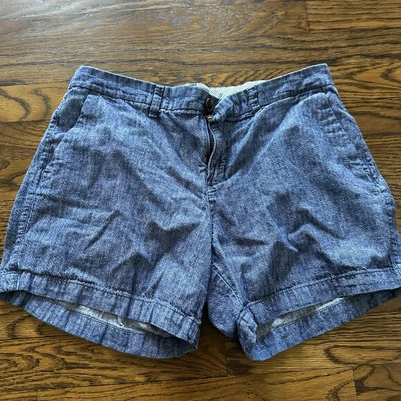 Old Navy Everyday Shorts Yellow Tropical Print Linen Rayon Mid Rise Zip Fly 8 - Picture 12 of 17